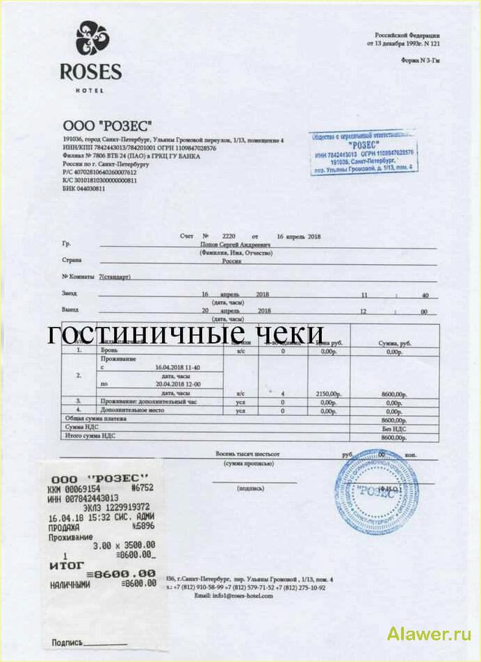 Основные документы, необходимые для предоставления отчетности о проживании в гостинице